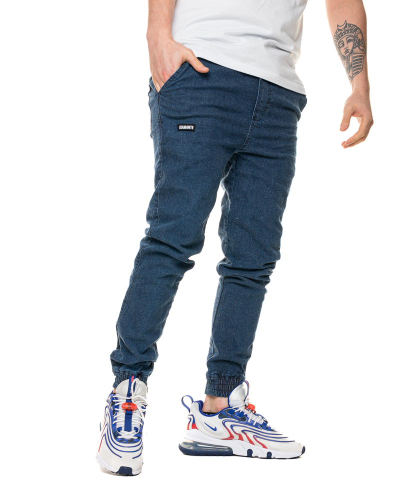 Spodnie Jeans Jogger Diamante Wear Marmur Niebieskie