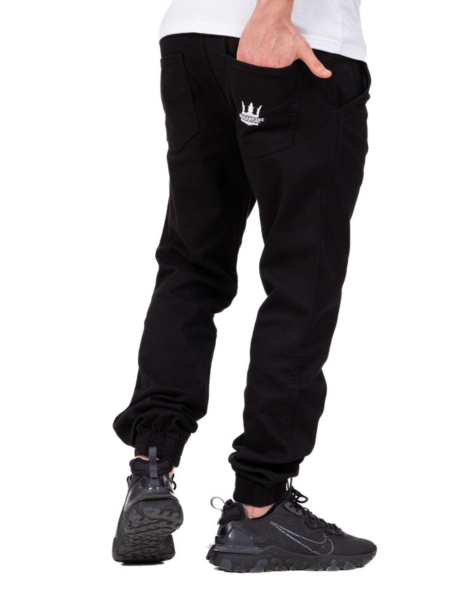 Spodnie Materiałowe Jogger Jigga Wear Crown Czarne / Białe