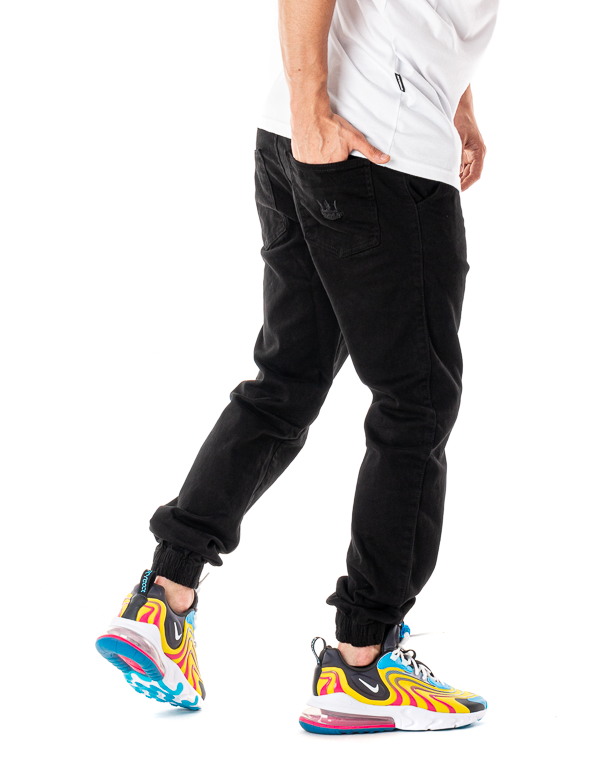 Spodnie Materiałowe Jogger Jigga Wear Crown Czarne / Czarne